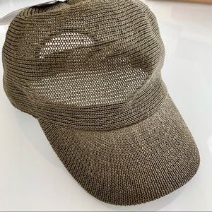 Zara Woven Baseball Cap, Olive Green